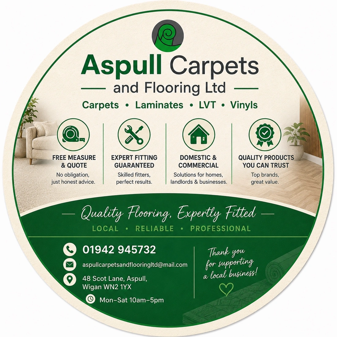 Aspull Carpets QR coaster reverse design